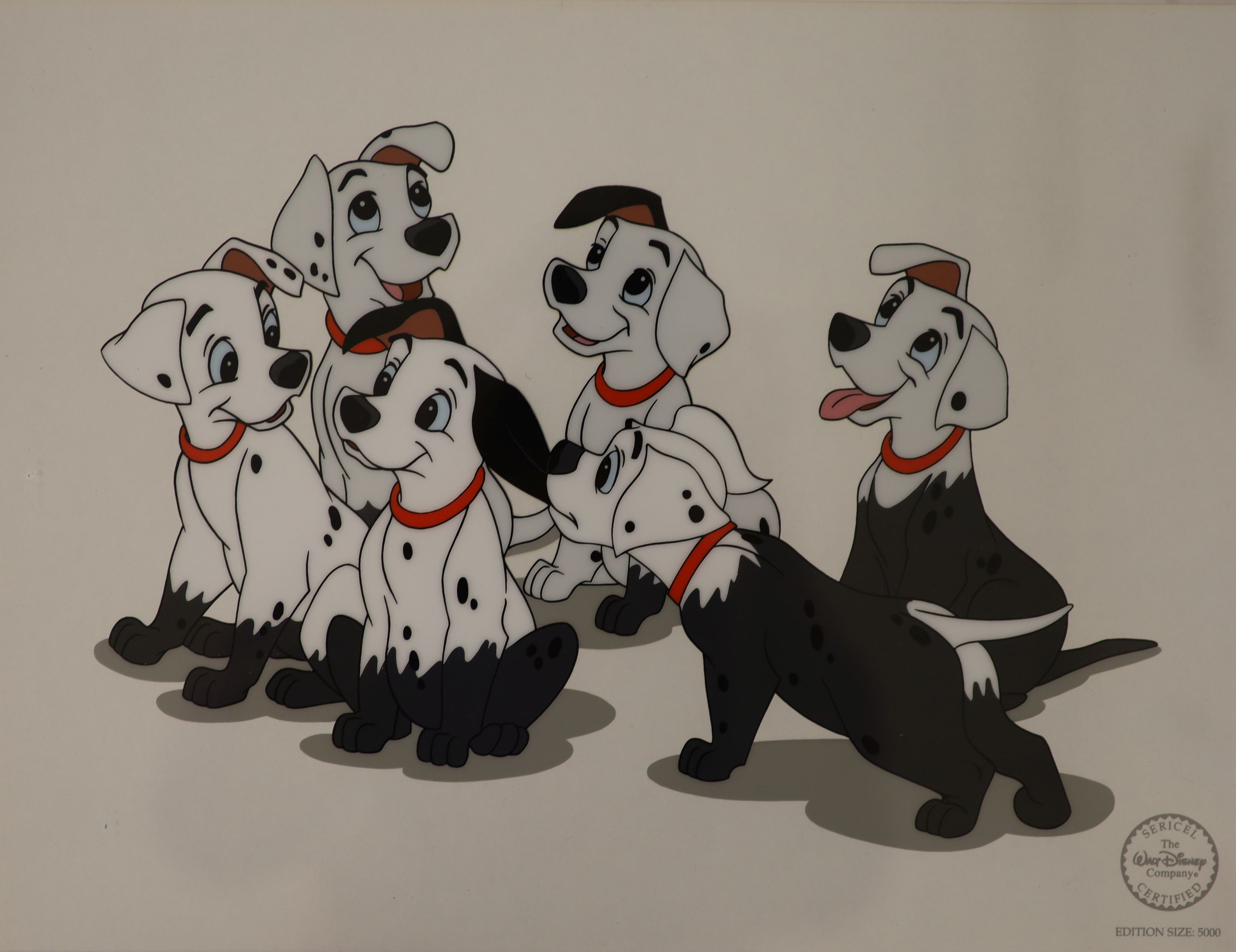 Two Walt Disney sericels, limited editions, The Lion King & 101 Dalmations, 25 x 33cm.